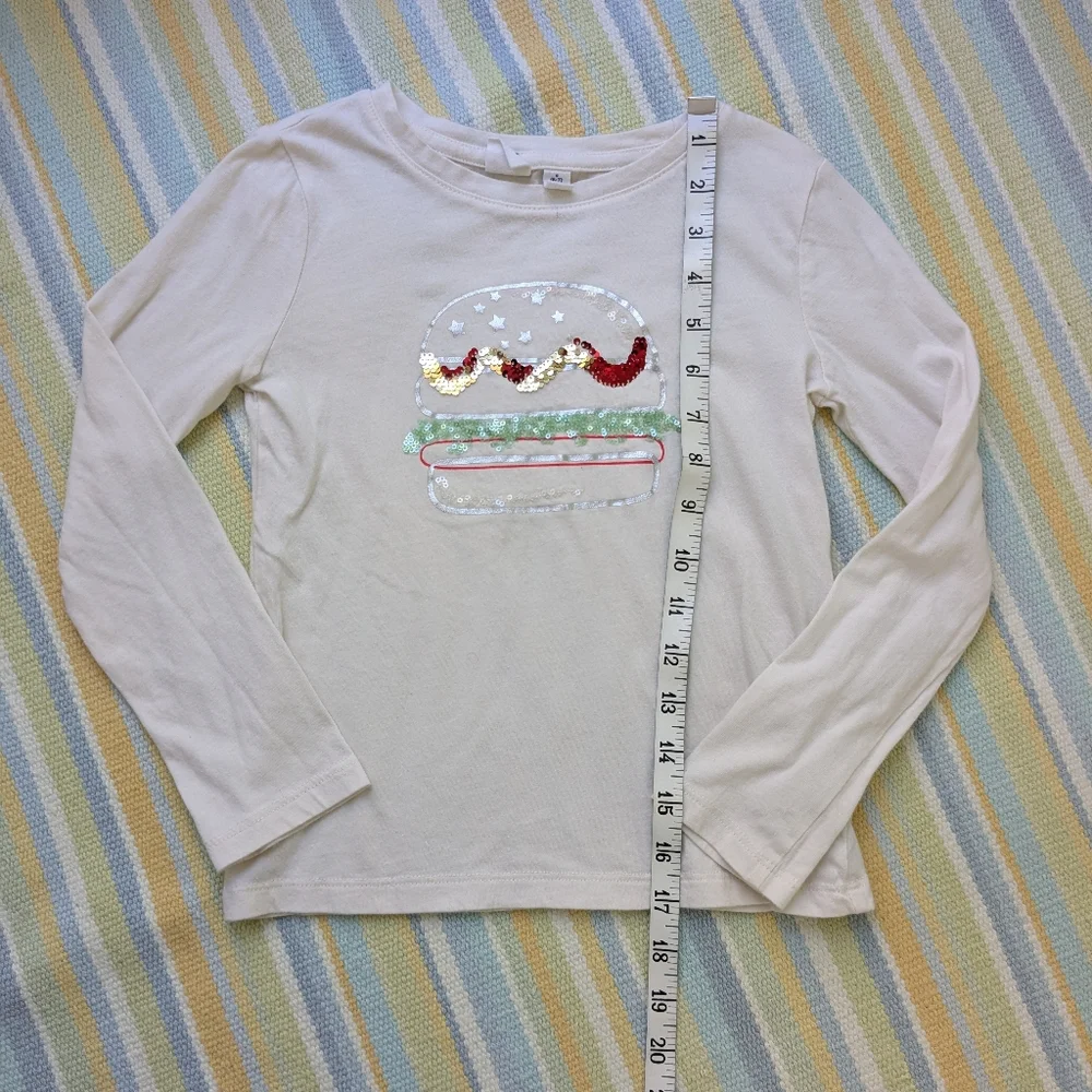 GAP sequin hamburger long sleeve tee Small 6/7